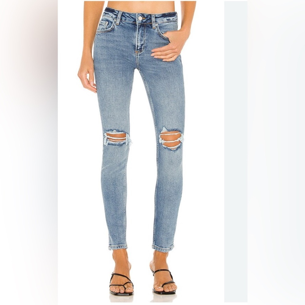 anine bing gabe mid rise ankle skinny light indigo